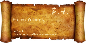 Petre Albert névjegykártya